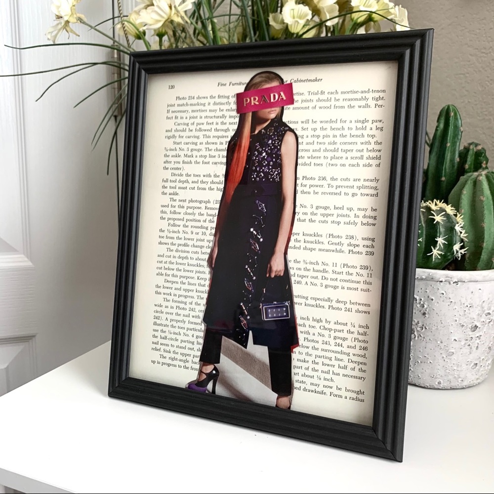 Editorial Portrait Collage Dark Elegance Minimalist Wall Art Print